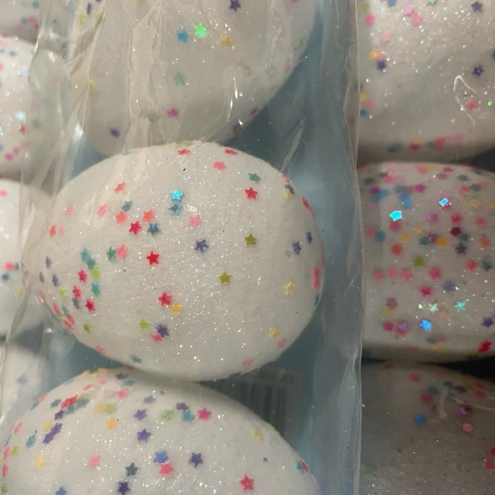 White Multicolor Glitter Plastic Fillable Large Easter Eggs- 30 openable eggs